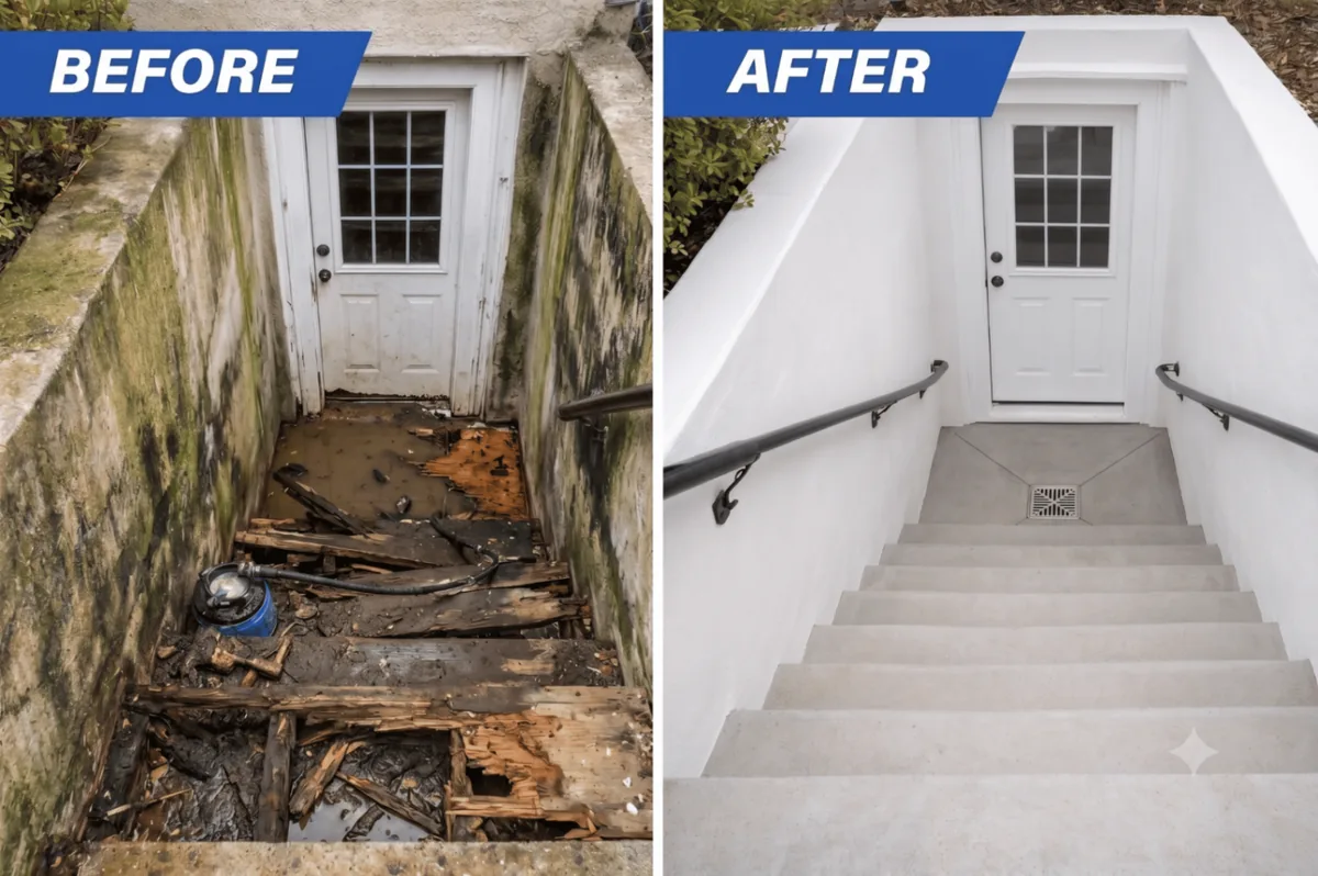 Exterior water intrusion, restored
